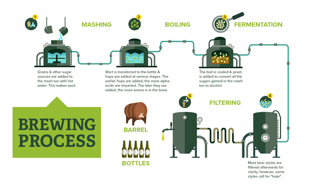 A complete guide of the process of making beer
